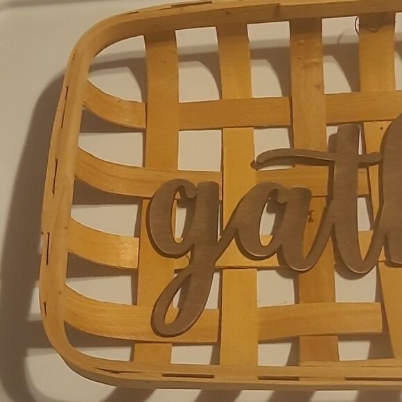 Wooden Basket with 'Gather' Sign - Picture 4 of 5